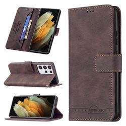 Binfen Color RFID Blocking Leather Wallet Case for Samsung Galaxy S21 Ultra - Brown