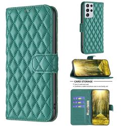 Binfen Color BF-14 Fragrance Protective Wallet Flip Cover for Samsung Galaxy S21 Ultra - Green