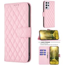 Binfen Color BF-14 Fragrance Protective Wallet Flip Cover for Samsung Galaxy S21 Ultra - Pink