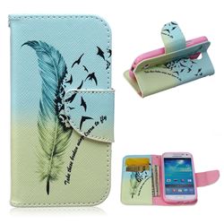 Feather Bird Leather Wallet Case for Samsung Galaxy S4 mini i9190 I9192 I9195