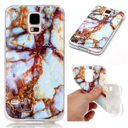 Blue Gold Soft TPU Marble Pattern Case for Samsung Galaxy S5