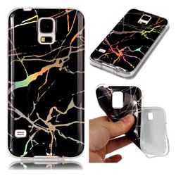 Color Plating Marble Pattern Soft TPU Case for Samsung Galaxy S5 G900 - Black