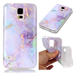 Color Plating Marble Pattern Soft TPU Case for Samsung Galaxy S5 G900 - Purple