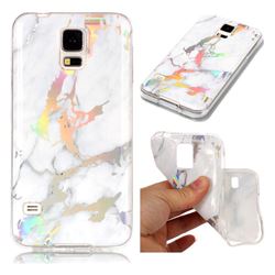 Color Plating Marble Pattern Soft TPU Case for Samsung Galaxy S5 G900 - White