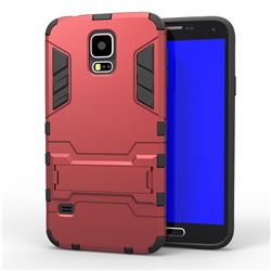 Armor Premium Tactical Grip Kickstand Shockproof Dual Layer Rugged Hard Cover for Samsung Galaxy S5 G900 - Wine Red