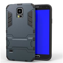 Armor Premium Tactical Grip Kickstand Shockproof Dual Layer Rugged Hard Cover for Samsung Galaxy S5 G900 - Navy