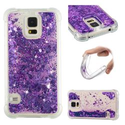 Dynamic Liquid Glitter Sand Quicksand Star TPU Case for Samsung Galaxy S5 G900 - Purple