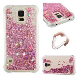 Dynamic Liquid Glitter Sand Quicksand Star TPU Case for Samsung Galaxy S5 G900 - Diamond Rose