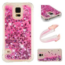 Dynamic Liquid Glitter Sand Quicksand TPU Case for Samsung Galaxy S5 G900 - Pink Love Heart
