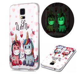Couple Unicorn Noctilucent Soft TPU Back Cover for Samsung Galaxy S5 G900