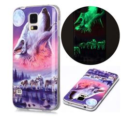 Wolf Howling Noctilucent Soft TPU Back Cover for Samsung Galaxy S5 G900