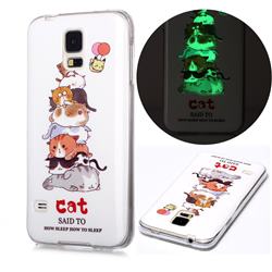 Cute Cat Noctilucent Soft TPU Back Cover for Samsung Galaxy S5 G900