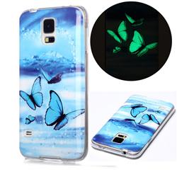 Flying Butterflies Noctilucent Soft TPU Back Cover for Samsung Galaxy S5 G900