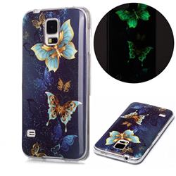 Golden Butterflies Noctilucent Soft TPU Back Cover for Samsung Galaxy S5 G900