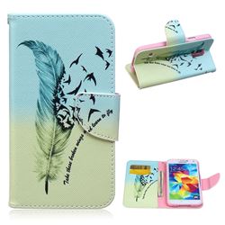 Feather Bird Leather Wallet Case for Samsung Galaxy S5 G900