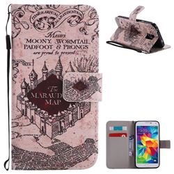 Castle The Marauders Map PU Leather Wallet Case for Samsung Galaxy S5 G900