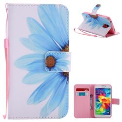 Blue Sunflower PU Leather Wallet Case for Samsung Galaxy S5 G900