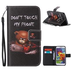 Angry Bear PU Leather Wallet Case for Samsung Galaxy S5 G900