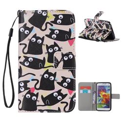 Cute Kitten Cat PU Leather Wallet Case for Samsung Galaxy S5 G900