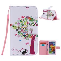 Cat and Tree PU Leather Wallet Case for Samsung Galaxy S5 G900