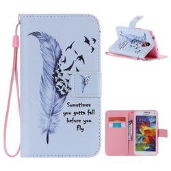 Feather Birds PU Leather Wallet Case for Samsung Galaxy S5 G900