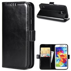 Luxury Crazy Horse PU Leather Wallet Case for Samsung Galaxy S5 G900 - Black