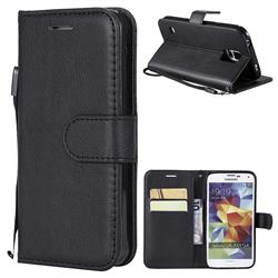 Retro Greek Classic Smooth PU Leather Wallet Phone Case for Samsung Galaxy S5 G900 - Black