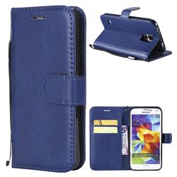 Retro Greek Classic Smooth PU Leather Wallet Phone Case for Samsung Galaxy S5 G900 - Blue