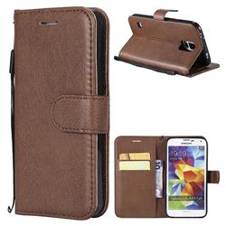 Retro Greek Classic Smooth PU Leather Wallet Phone Case for Samsung Galaxy S5 G900 - Brown
