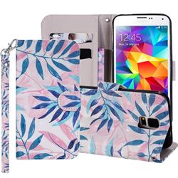 Green Leaf 3D Painted Leather Phone Wallet Case Cover for Samsung Galaxy S5 G900
