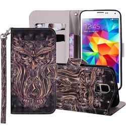 Tribal Owl 3D Painted Leather Phone Wallet Case Cover for Samsung Galaxy S5 G900