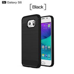 Luxury Carbon Fiber Brushed Wire Drawing Silicone TPU Back Cover for Samsung Galaxy S6 G920 (Black)