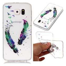 Colored Feathers Super Clear Flash Powder Shiny Soft TPU Back Cover for Samsung Galaxy S6 G920