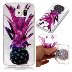 Purple Pineapple Super Clear Flash Powder Shiny Soft TPU Back Cover for Samsung Galaxy S6 G920
