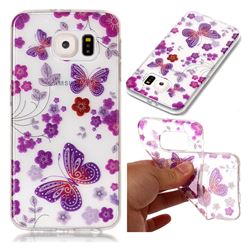 Safflower Butterfly Super Clear Flash Powder Shiny Soft TPU Back Cover for Samsung Galaxy S6 G920