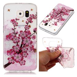 Branches Plum Blossom Super Clear Flash Powder Shiny Soft TPU Back Cover for Samsung Galaxy S6 G920
