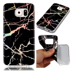 Color Plating Marble Pattern Soft TPU Case for Samsung Galaxy S6 G920 - Black