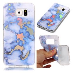 Color Plating Marble Pattern Soft TPU Case for Samsung Galaxy S6 G920 - Blue