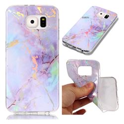 Color Plating Marble Pattern Soft TPU Case for Samsung Galaxy S6 G920 - Purple