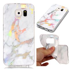 Color Plating Marble Pattern Soft TPU Case for Samsung Galaxy S6 G920 - White