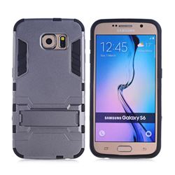 Armor Premium Tactical Grip Kickstand Shockproof Dual Layer Rugged Hard Cover for Samsung Galaxy S6 G920 - Gray