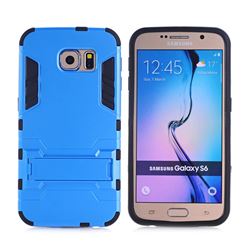Armor Premium Tactical Grip Kickstand Shockproof Dual Layer Rugged Hard Cover for Samsung Galaxy S6 G920 - Light Blue