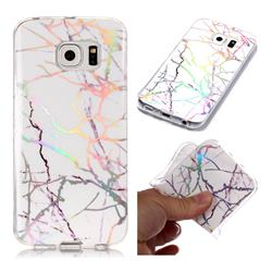 Color White Marble Pattern Bright Color Laser Soft TPU Case for Samsung Galaxy S6 G920