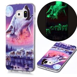 Wolf Howling Noctilucent Soft TPU Back Cover for Samsung Galaxy S6 G920
