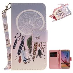 Wind Chimes Hand Strap Leather Wallet Case for Samsung Galaxy S6 G920