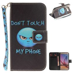 Not Touch My Phone Hand Strap Leather Wallet Case for Samsung Galaxy S6 G920