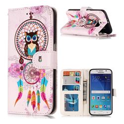 Wind Chimes Owl 3D Relief Oil PU Leather Wallet Case for Samsung Galaxy S6 G920