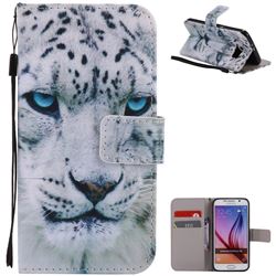 White Leopard PU Leather Wallet Case for Samsung Galaxy S6 G920