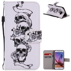 Skull Head PU Leather Wallet Case for Samsung Galaxy S6 G920