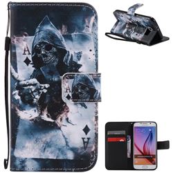 Skull Magician PU Leather Wallet Case for Samsung Galaxy S6 G920